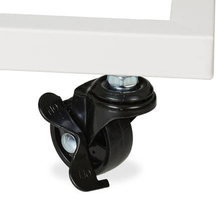 C-Shaped Side Table with Wheels, Metal and MDF