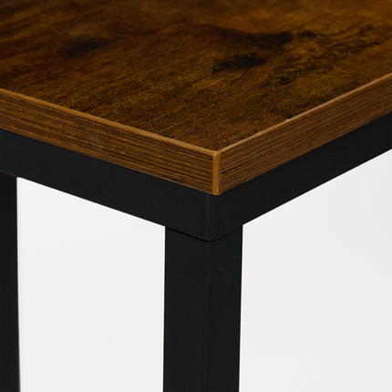 C-Shaped Side Table with Wheels, Metal and MDF