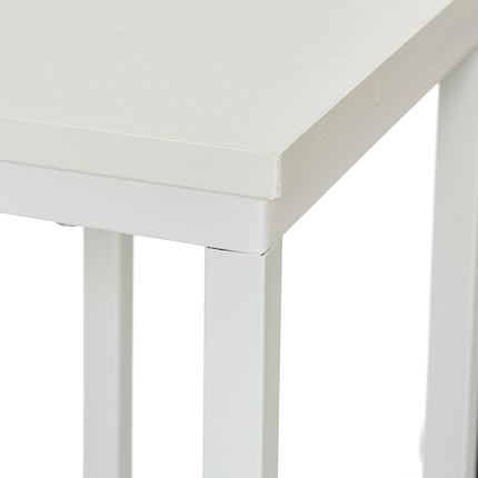 C-Shaped Side Table with Wheels, Metal and MDF