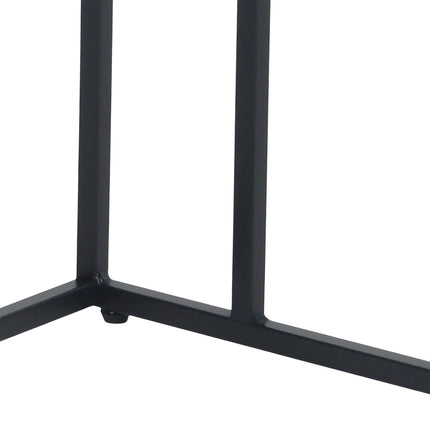 C-Shaped Side Table with Wheels – Wood-Effect Top