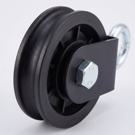 Cable Pulley Set with Triceps Rope and Lat Pulldown Bar, 2 m Steel Cable, Black