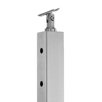 Cable Railing Post, 36x2x2 in SUS304, 10 Holes, Silver
