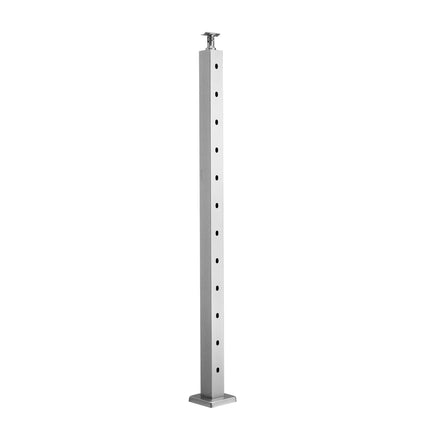 Cable Railing Post, 42x2x2 In, 30 Holes, 304 SS