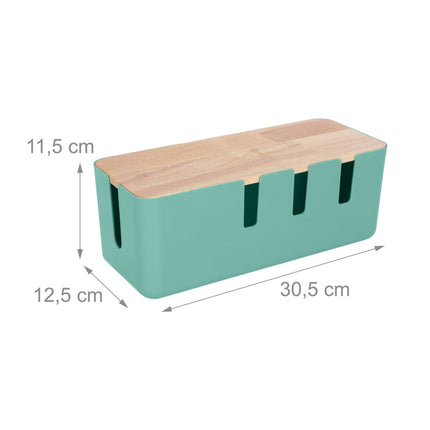 Cable Storage Box with Wooden Lid for Socket Strips