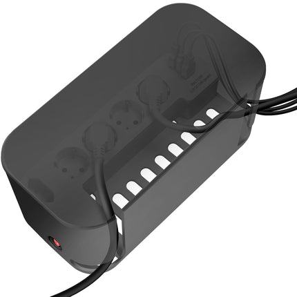 Cable box - Cable hider with branch socket + USB-A/USB-C charging Black