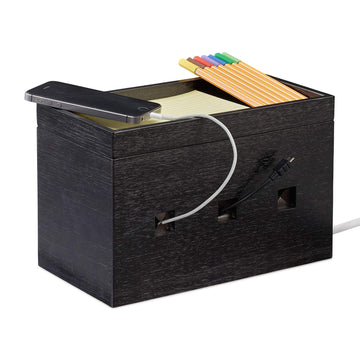 Cable box bamboo black