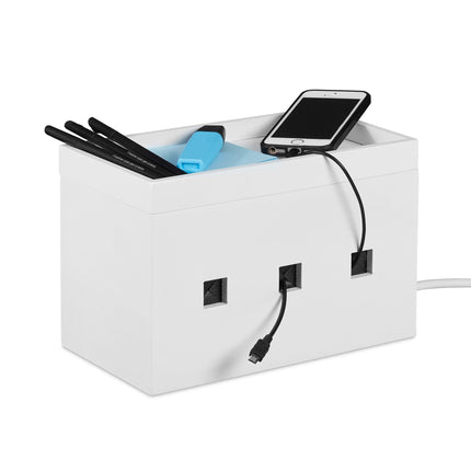Cable box bamboo white