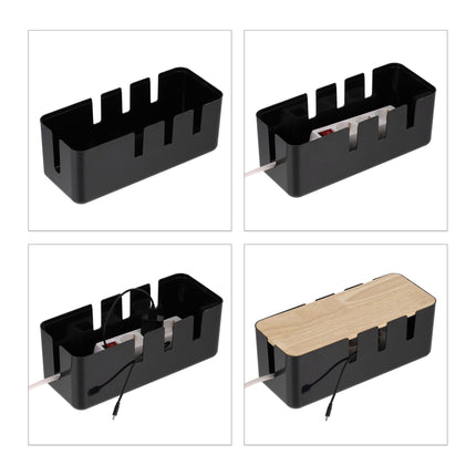 Cable box with wooden lid