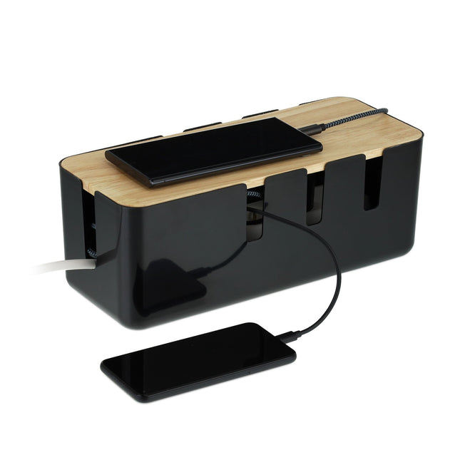 Cable box with wooden lid