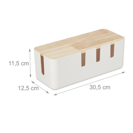 Cable box with wooden lid