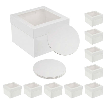 Cake Boxes With Window and Boards, Rectangular Set