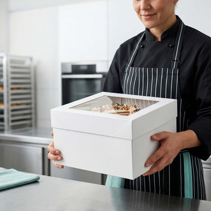 Cake Boxes With Window and Boards, Rectangular Set