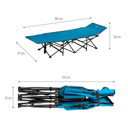 Camp Bed, Blue, 190 cm, Portable Folding Design