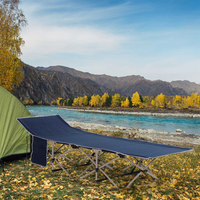 Folding steel camping bed with storage bag, 190x68x52cm