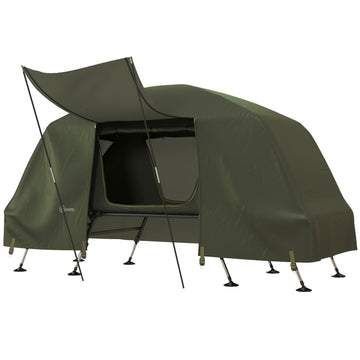Raised camp bed with tent - UV protection and rain protection