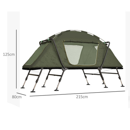 Raised camp bed with tent - UV protection and rain protection