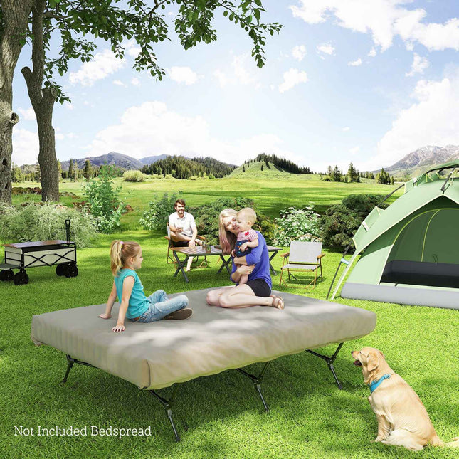 Camping bed with air mattress, pump, 200x153 cm, 200kg load