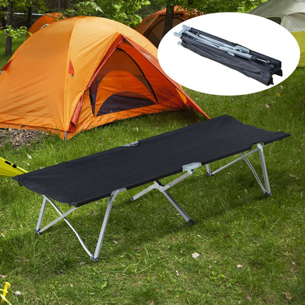 Camping bed with carry bag - Black, portable design