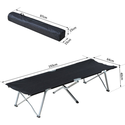 Camping bed with carry bag - Black, portable design