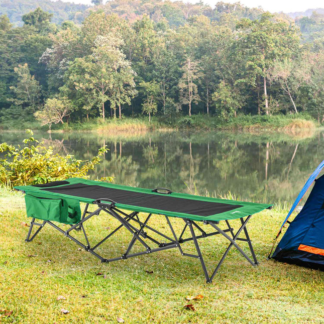 Folding camping bed - durable steel, 136 kg capacity
