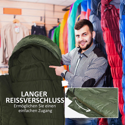 Camping blanket sleeping bag - 4 seasons, foldable, green
