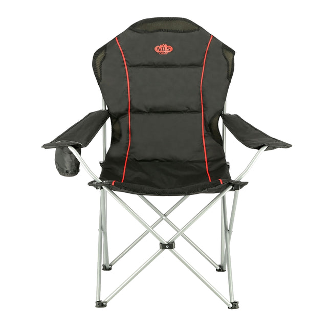 Camping Chair, Black-Red, Foldable, Lightweight