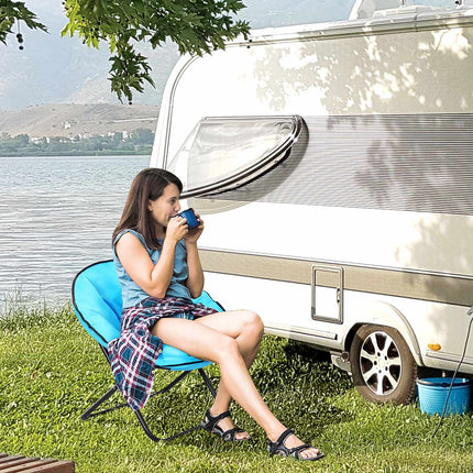 Folding Camping Chair, Upholstered, Blue, 80x80x75Cm