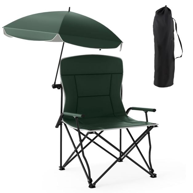 Camping Chair With Adjustable Umbrella, Foldable, Bag