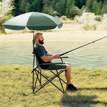 Camping Chair With Adjustable Umbrella, Foldable, Bag