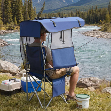 Camping Chair With Canopy Shade, 330 lb, Backpack Carry