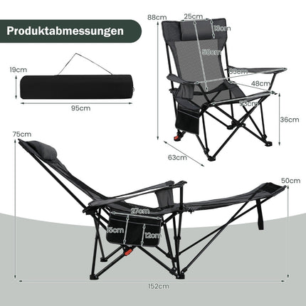 Camping Chair with Adjustable Backrest and Footrest