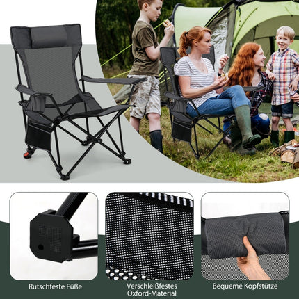 Camping Chair with Adjustable Backrest and Footrest