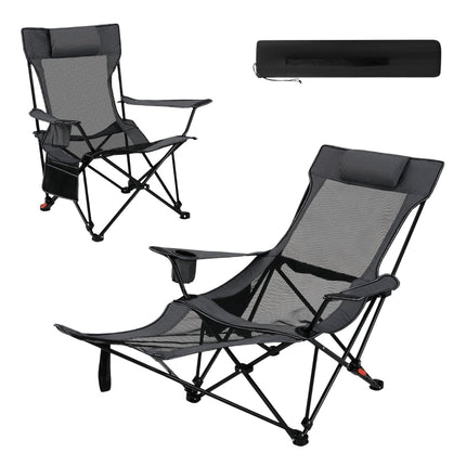 Camping Chair with Adjustable Backrest and Footrest