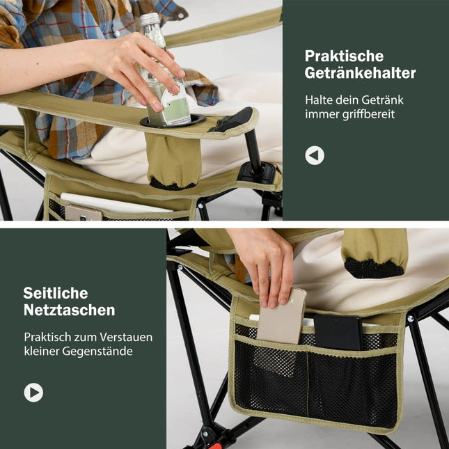Camping Chair with Adjustable Footrest & Backrest, Khaki