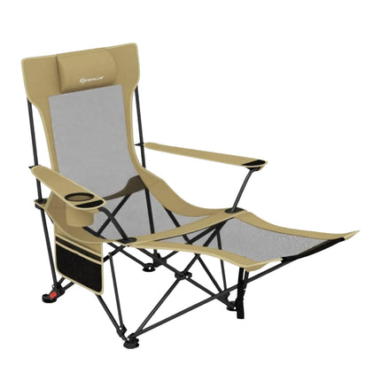 Camping Chair with Adjustable Footrest & Backrest, Khaki