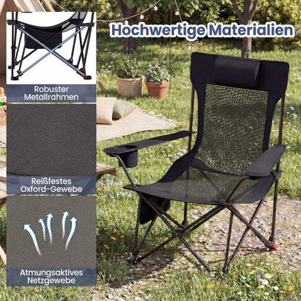 Camping Chair with Adjustable Footrest and Backrest