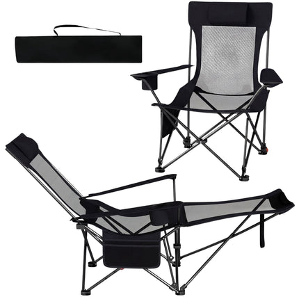 Camping Chair with Adjustable Footrest and Backrest