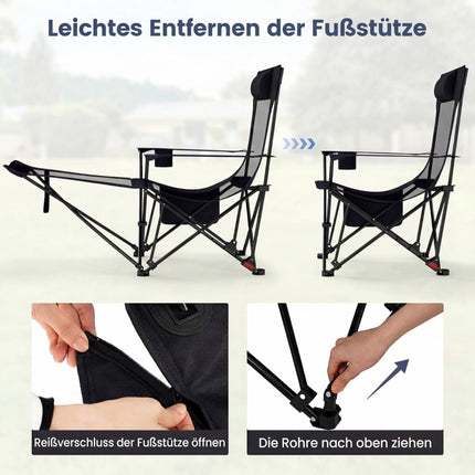 Camping Chair with Adjustable Footrest and Backrest