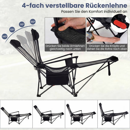 Camping Chair with Adjustable Footrest and Backrest
