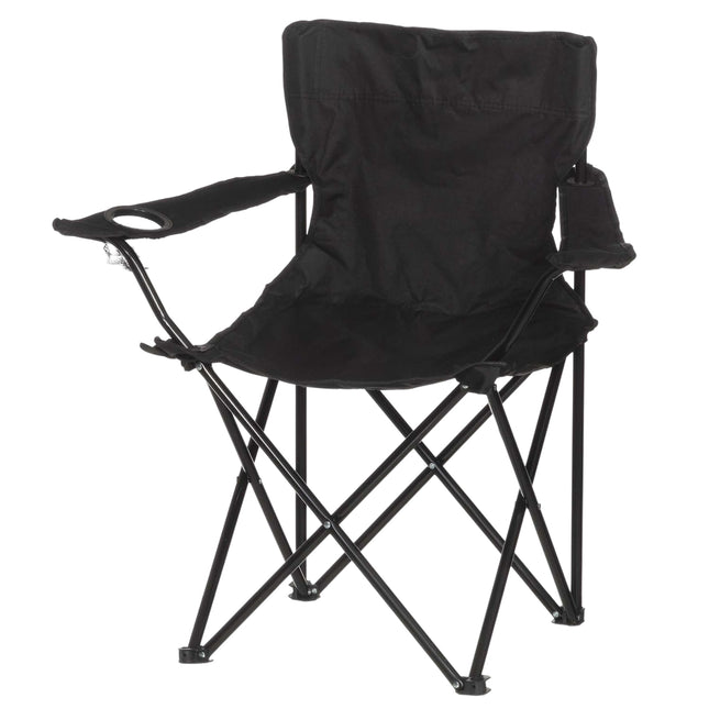 Camping Chair with Cup Holder, Black, Foldable, Portable