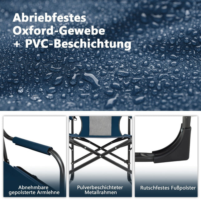 Camping Chair with Side Table Cooler Bag & Storage Bag 113 x 56 x 98 cm Blue