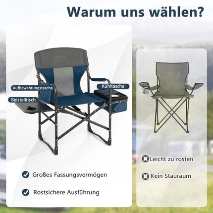 Camping Chair with Side Table Cooler Bag & Storage Bag 113 x 56 x 98 cm Blue