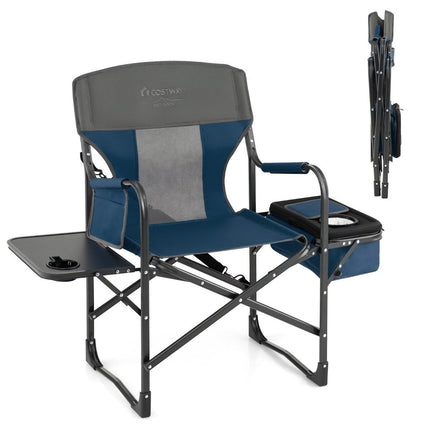Camping Chair with Side Table Cooler Bag & Storage Bag 113 x 56 x 98 cm Blue