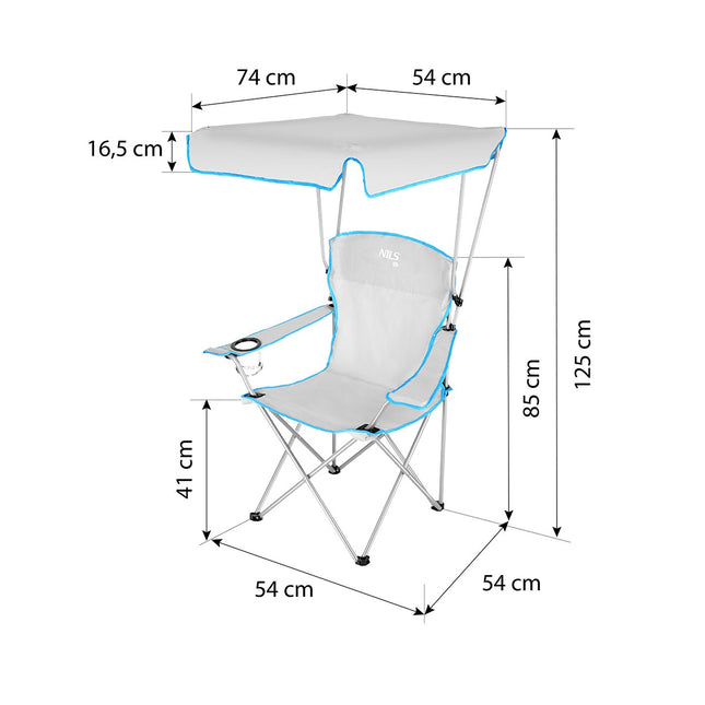Camping Chair with Sunshade, Gray
