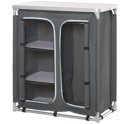 Portable camping kitchen box - worktop, bag, shelves