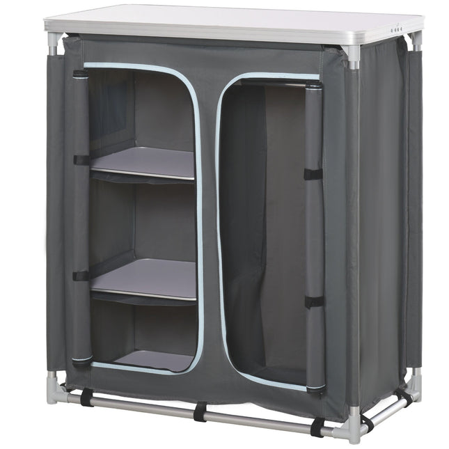 Portable camping kitchen box - worktop, bag, shelves