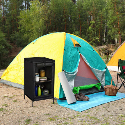 Camping Cupboard with 2 Shelves, Durable Polyester