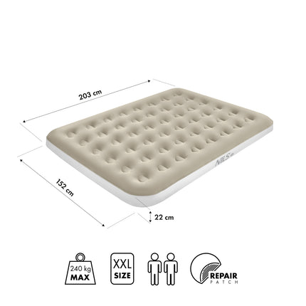 Camping Mattress, 203x152x22 cm, Beige