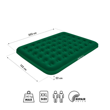 Camping Mattress 203x152x22 cm, Green
