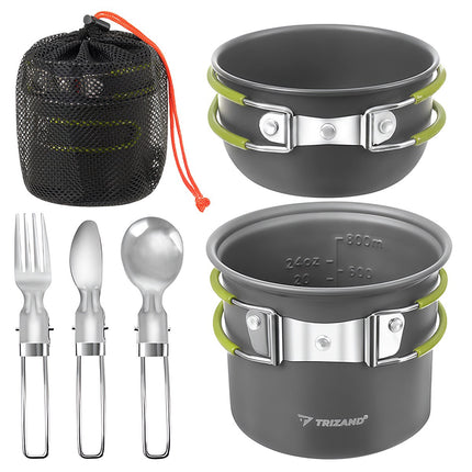 Camping Mess Kit, Foldable Aluminum, 1.2L Capacity